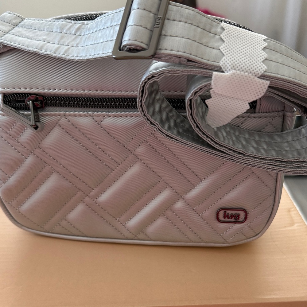Lug Quilted Silver Crossbody Bag